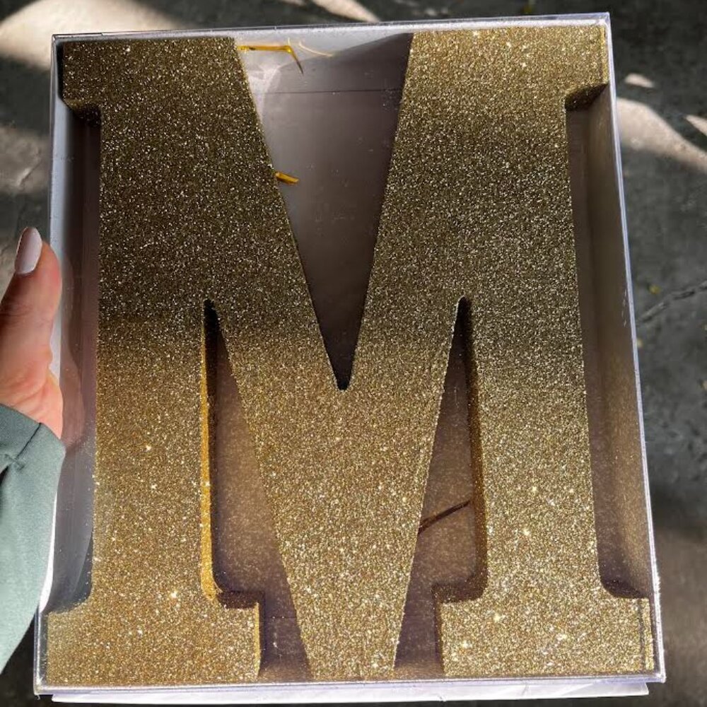 A-Z Letters Standing Block Sign Table Centerpiece Decoration, Gold, 4-in, for We